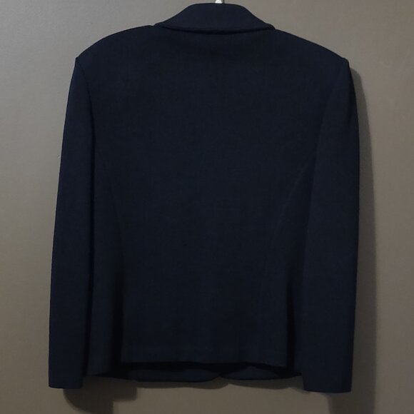 St. John Collection Black Wool Blend Knit Blazer Pearl Buttons Women's SIZE 12 - Picture 3 of 7